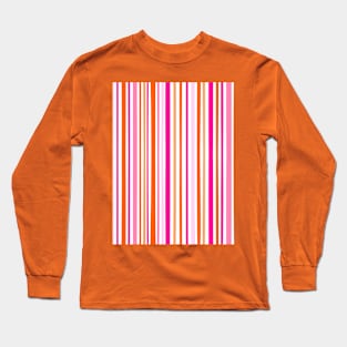 Pink and Orange Summer Stripes Long Sleeve T-Shirt